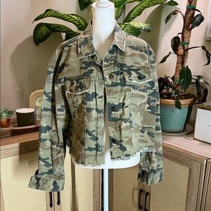 Free People Green Camo Utility Jacket